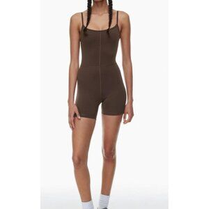 Wilfred Free Aritzia Brown Divinity Romper Bodysuit – Spaghetti Strap Unitard On